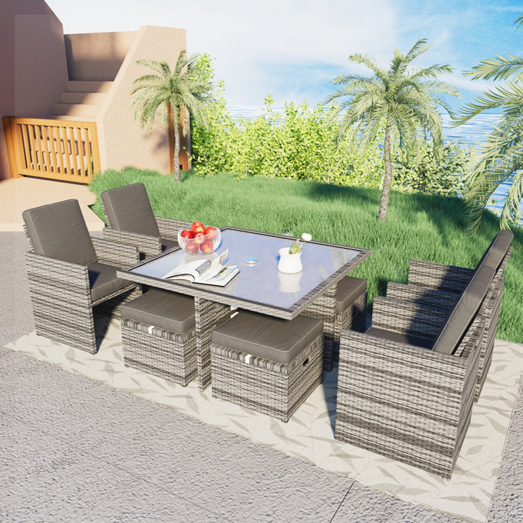 Hokku Designs Outdoor Wicker Dining Set Wayfair